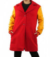 Two - Tone Yellow & Red Wool Blend Trench Coat - MovieStarJacket