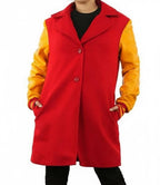Two - Tone Yellow & Red Wool Blend Trench Coat - MovieStarJacket