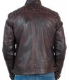 Mens Vintage Burgundy Cafe Racer Leather Jacket - MovieStarJacket