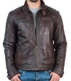Mens Vintage Burgundy Cafe Racer Leather Jacket - MovieStarJacket
