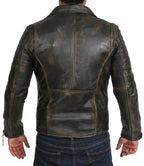 Mens 80s Motorcycle Vintage Distressed Leather Jacket - MovieStarJacket