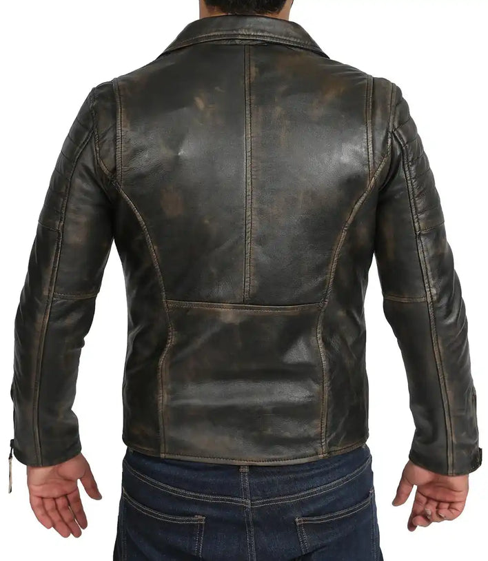 Mens 80s Motorcycle Vintage Distressed Leather Jacket - MovieStarJacket