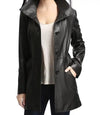 Women Black Belted Long Leather Jacket - MovieStarJacket