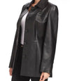 Women Black Leather Ladies Car Coat Jacket - MovieStarJacket