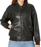 Women Casual Black Bomber Leather Jacket - MovieStarJacket