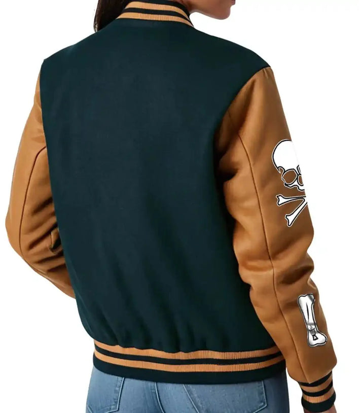 Women Erome Green Yellow Letterman Jacket - MovieStarJacket