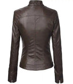 Women Petite Moto Casual Black Leather Jacket - MovieStarJacket