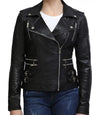 Women Vintage Black Motorcycle Leather Jacket - MovieStarJacket