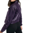 Womens Trucker Jacket Purple Leather - MovieStarJacket