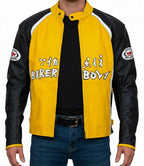Yellow & Black Kid Street Racer Leather Jacket - MovieStarJacket